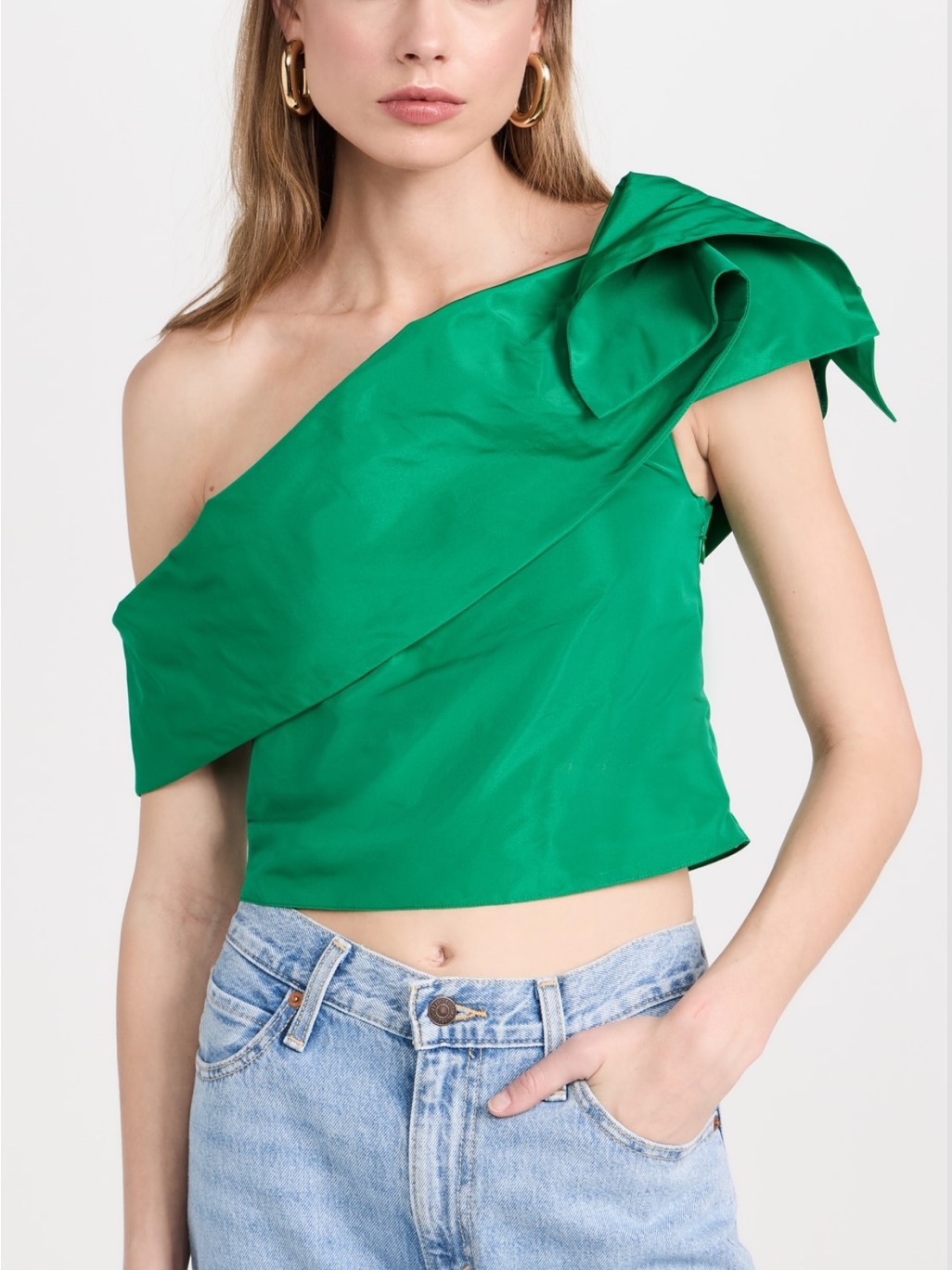 Rosie Assoulin Asym Blouse Green New